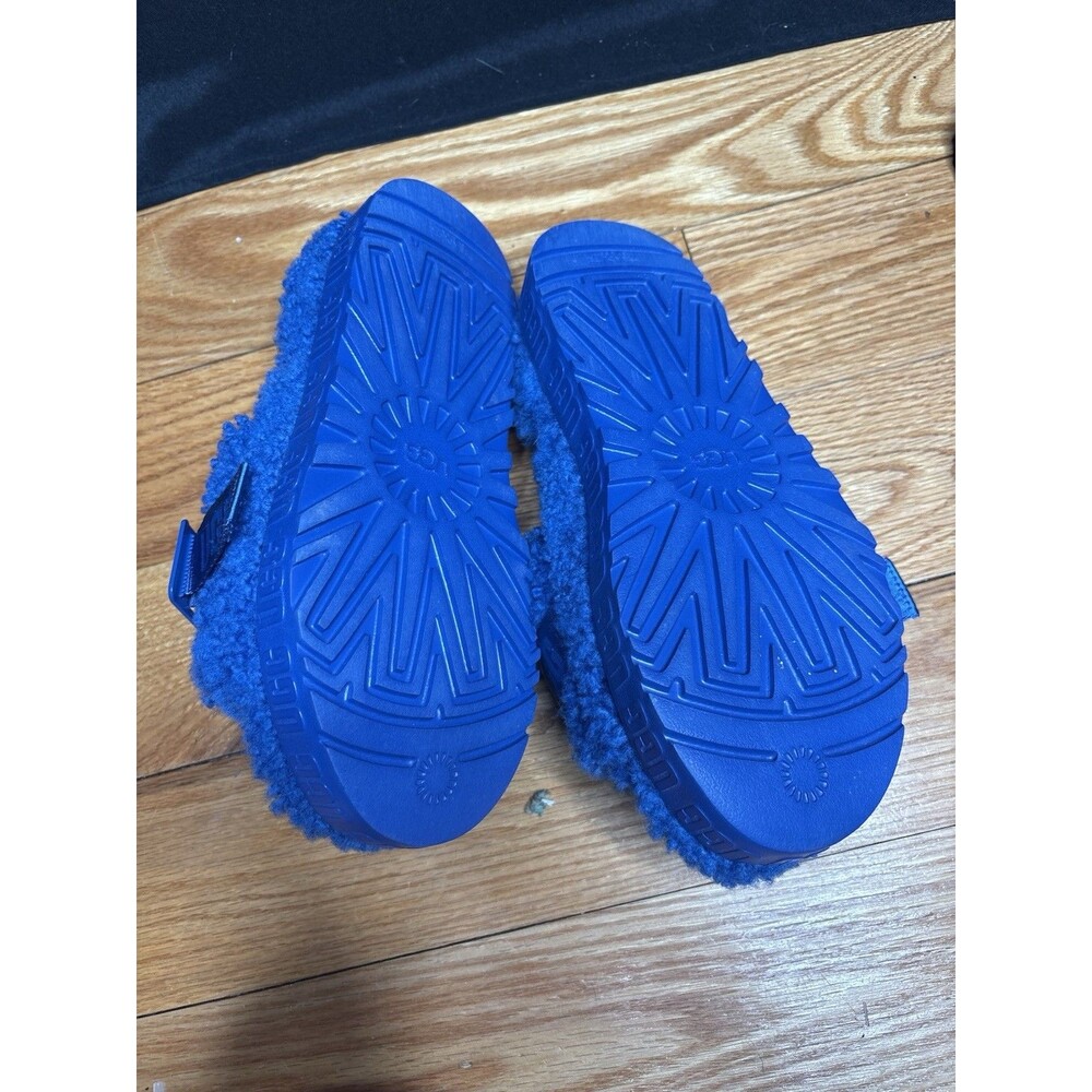 UGG Classic Blue Fluffita Sheepskin Slippers Platform Slides Sandals Sz 8 Womens - Picture 4 of 6